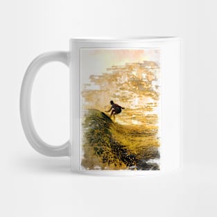 Surfer Silhouette Chasing Waves Sunset Mug